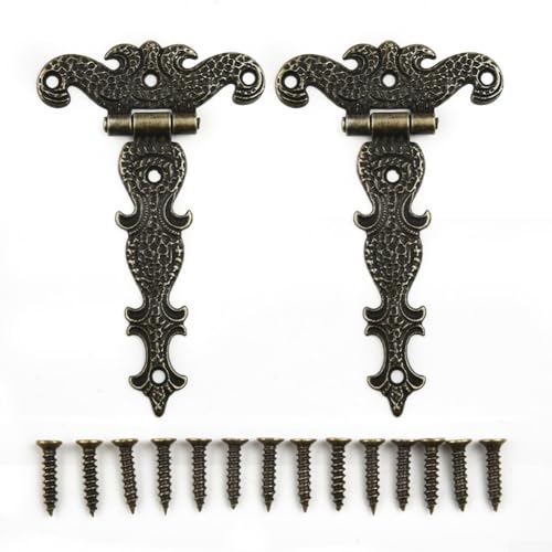 2 bronzefarbene Scharniere für Schränke, Schubladen und Aufbewahrungsboxen, verschönern das Aussehen Ihrer Möbel von zeroupshop