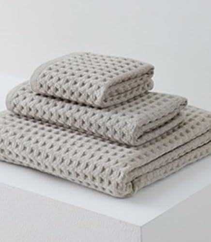 3-teiliges saugfähiges Handtuch-Set, leichte Waffelgewebe, Baumwolle, für Bad oder Reisen (braun) von zeroupshop