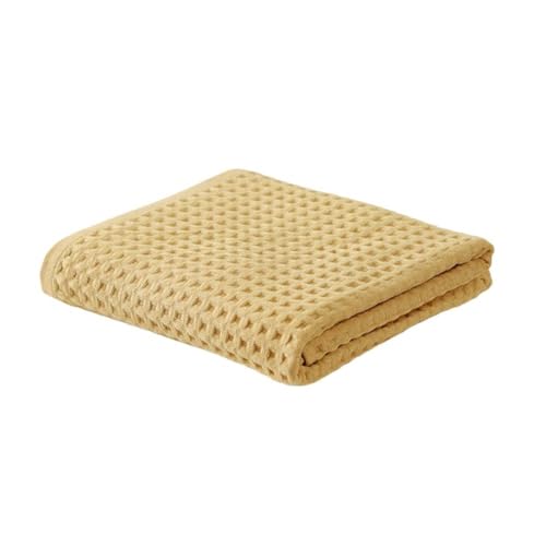 3-teiliges saugfähiges Handtuch-Set, leichte Waffelgewebe, Baumwolle, für Bad oder Reisen (gelb) von zeroupshop