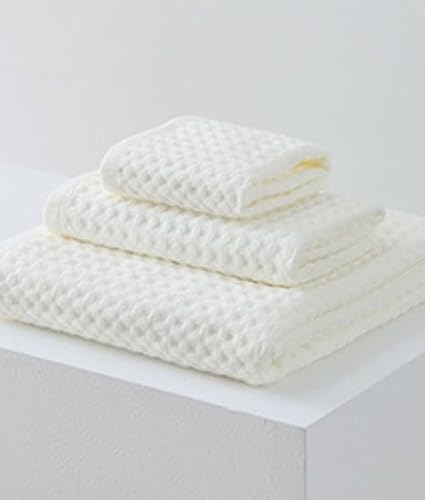 3-teiliges saugfähiges Handtuch-Set, leichte Waffelgewebe, Baumwolle, für Bad oder Reisen (weiß) von zeroupshop