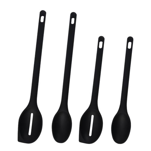 4-teiliges Küchenlöffel-Set aus Silikon und Nylon für sicheres und effizientes Kochen (schwarz) von zeroupshop
