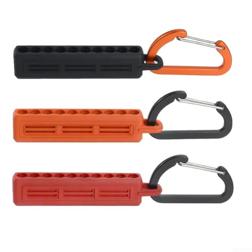 6 Stück tragbarer Werkzeug-Bithalter mit 10 Löchern und Karabiner für effiziente Lagerung und Transport von Sechskantschaft-Bits bei Heimwerkern oder professionellen Projekten (rot) von zeroupshop