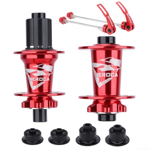 Anspruchsvolles Design der Mountainbike-Naben mit einem doppelten Setup von 32 Löchern für maximale Kompatibilität mit Steckachsen (rot) von zeroupshop