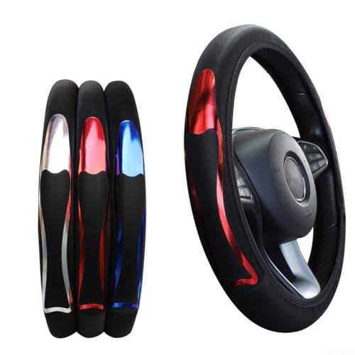 Atmungsaktiver Auto-Lenkradbezug mit PU-Leder und Anti-Rutsch-Funktionen für 37 bis 38 cm Räder (rot) von zeroupshop