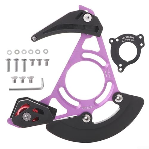 CNC-gefertigter MTB-Kettenschutz aus Aluminiumlegierung, sichere Montage auf BB-Systemen wie ISCG03/ISCG05 (lila) von zeroupshop