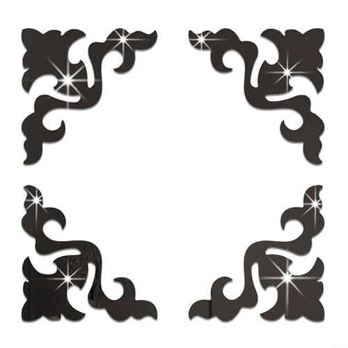 Charmante Acryl-Spiegel-Wandaufkleber für DIY-Blumen-Designs zur Verschönerung jedes Raumes in Ihrem Zuhause (schwarz) von zeroupshop
