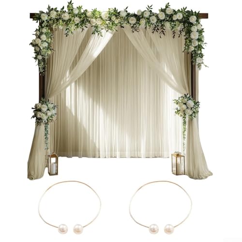 Dekoschal Voile Tüll Vorhänge 2er Set mit Vorhangschnallen für Hochzeit und Versammlung () von zeroupshop
