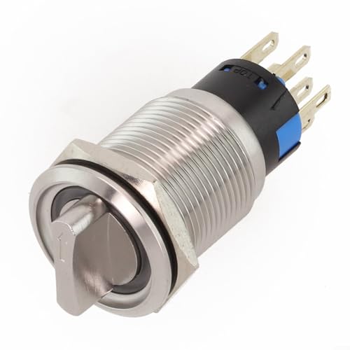 Edelstahl 19 mm Wahlschalter mit drei Positionskontakten, perfekt für Instrumentierung (rot) von zeroupshop