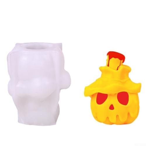 Einzigartiges Kürbis-Kerzenherstellungs-Set aus Silikon für Halloween-Party-Dekorationen (Kürbis) von zeroupshop