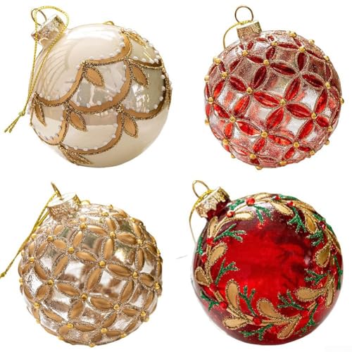 Elegante 8 cm Glas-Weihnachtskugeln transparente Ornamente für Hochzeiten, Partys und ganzjährige Dekoration (ABCDStyle) von zeroupshop