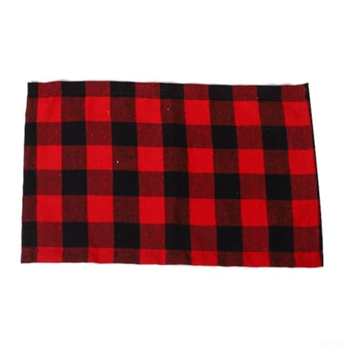Elegante karierte Platzsets, 4er-Set, Stoff-Tischdekoration für Feiern und tägliches Essen (rot und schwarz) von zeroupshop