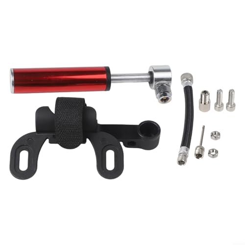 Fahrradpumpe aus Aluminiumlegierung, tragbare Hochdruck-Minipumpe zum einfachen Aufblasen von Bällen (H10 rot) von zeroupshop