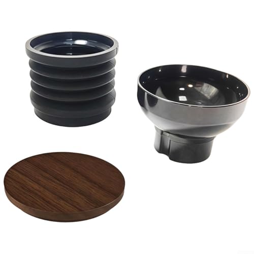 Kaffeemühle Einzeldosis Hopper Blow Bin Reinigungswerkzeug mit Walnussholz Deckel und Silikonmaterial Geeignet für Eureka und kompatible Kaffeemühlen (weiß) von zeroupshop