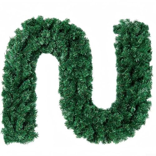 Künstliche grüne Weihnachtsgirlande 270CM mit 200 Zweigspitzen, flexible PVC-Konstruktion für Urlaub für Haus und Garten Dekoration, für Kaminsims und Tische (A) von zeroupshop