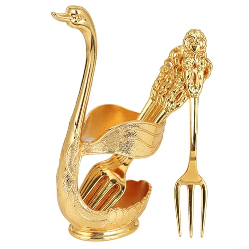 Modischer Schwan-Löffelhalter mit 6 Löffeln, für Zuhause und Büro, Essaktivitäten (B) von zeroupshop