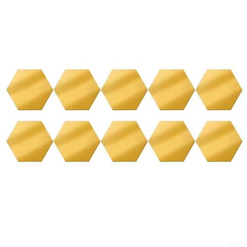Müheloses Heim-Styling mit 24 goldenen sechseckigen Spiegel-Acryl-Aufklebern (L 24 Stück Gold) von zeroupshop