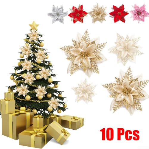 Schillernde dekorative Weihnachtssterne, perfekt verarbeitet für eine verbesserte Baumdekoration während der Weihnachtszeit (rot) von zeroupshop