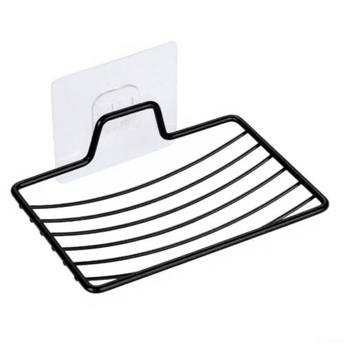 Seifenhalter aus Edelstahl zur Wandmontage mit effizientem Drainage-Mesh-Rahmen, um Seife trocken zu halten und Badezimmerartikel ohne Bohren zu organisieren (Schwarz 2) von zeroupshop