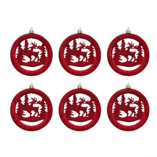 Set mit 6 Samt-Rentier-Ornamenten für Weihnachtsbaum und Heimdekoration, um saisonale festliche Themen zu ergänzen (rot) von zeroupshop
