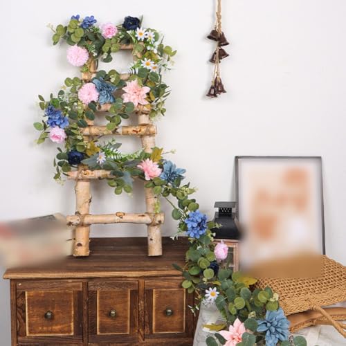 Simulation Eukalyptus Rebe Gänseblümchen Eukalyptus Blatt Schmetterling Rebe Home Dekoration (Rosa + Blau) von zeroupshop