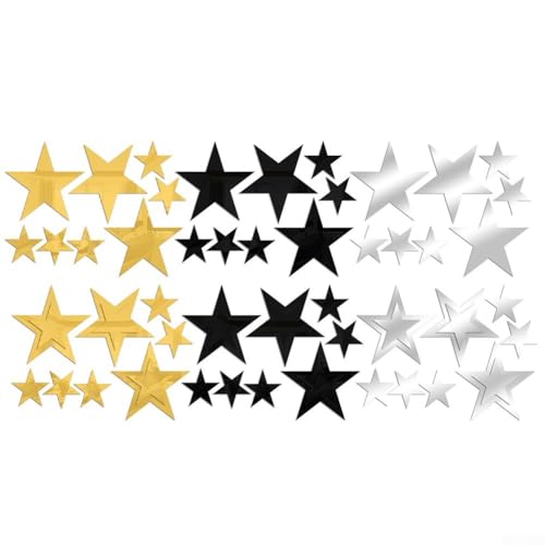 Spiegel-Wandaufkleber-Set, 19-teilig, Acryl-Sterne zur Verbesserung der Raumhelligkeit (Gold) von zeroupshop