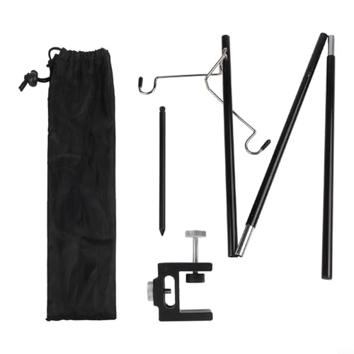 Stabiler Laternenständer mit Haken für Camping, Angeln und Veranstaltungen im Freien, einfach zu bedienen (3 Doppelhaken + Erdspieß) von zeroupshop