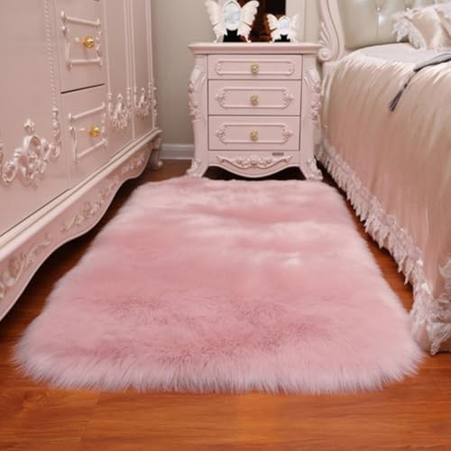 Warmer und weicher Teppich aus künstlicher Wolle für Zuhause für Wohnzimmer, Arbeitszimmer und Schlafzimmer Komfort (Rosa-40 x 40 cm) von zeroupshop
