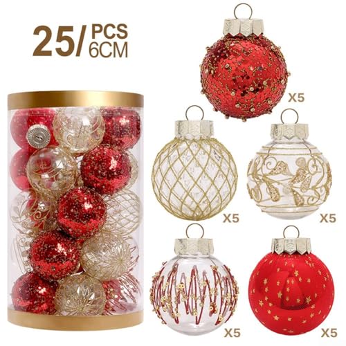 Weihnachtsbaum-Hängeornamente mit Glitzer, für Feiertage, Hochzeitszeremonie und Party-Dekoration, Rotgold, 25 Stück von zeroupshop