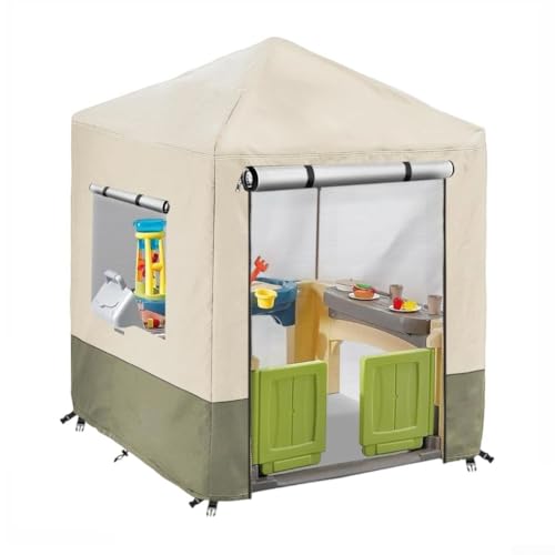 Wetterfeste Outdoor-Spielhaus-Abdeckung für Kinder, hergestellt aus 210D Oxford-Stoff und PU-Beschichtung, inklusive Front-Reißverschlüssen und verstellbaren Schnallen zur Sicherung der Abdeckung bei Wetterfeste Outdoor-Spielhaus-Abdeckung für Kinder, hergestellt aus 210D Oxford-Stoff und PU-Beschichtung, inklusive Front-Reißverschlüssen und verstellbaren Schnallen zur Sicherung der Abdeckung bei von zeroupshop