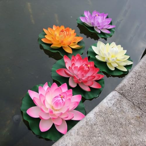 Wunderschön detaillierte schwimmende Lilien-Pads für Wasserdekoration in Pools und Aquarien (Lavendel) von zeroupshop
