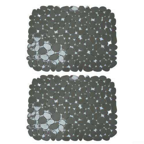Zeroupshop 2 Stück PVC Küchenspüle Matte Set Kiesel Strukturierte Geschirrtrocknung Pad Gepolsterte Basis Abtropfmatte Schutz Matte für Geschirr Glaswaren Theke 30 x 40 cm Schwarz Grau (Grau) von zeroupshop