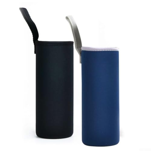 Zeroupshop 2 Stück Wasserflaschenträger Isolierte Hülle Schutzhülle für 550 ml Flaschen Scuba Stoff Flaschenhalter mit Gurt für Camping Wandern Reisen (550 ml grau) von zeroupshop