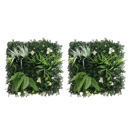 Zeroupshop 2 Stück künstliche Pflanzen Wandpaneele Grünes Blatt Sichtschutz Dekorativer Zaun Hintergrund Garten Grasmatte Indoor Outdoor Landschaft Paneele 50 x 50 cm (B) von zeroupshop