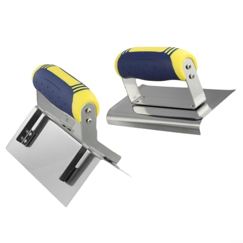 Zeroupshop 2-teiliges Beton-Handkanten-Set aus Edelstahl für Gips, Zement, Fugenwerkzeug mit mehreren Größen für Bauprojekte (außen + gebogen) von zeroupshop