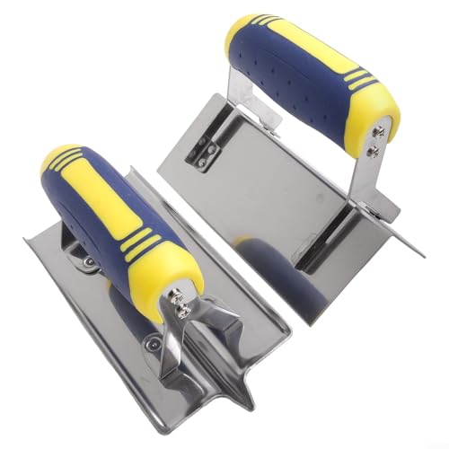 Zeroupshop 2-teiliges Beton-Handkanten-Set aus Edelstahl für Gips, Zement, Fugenwerkzeug mit mehreren Größen für Bauprojekte (außen + scharf) von zeroupshop