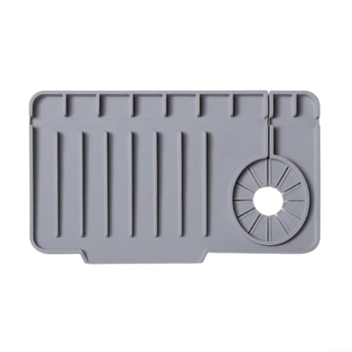 Zeroupshop 27x15cm Silikon Küchenspüle Matte Spritzschutz Abtropfmatte Thekenschutz Wassersammelmatte mit Drainage-Design (Grau) von zeroupshop