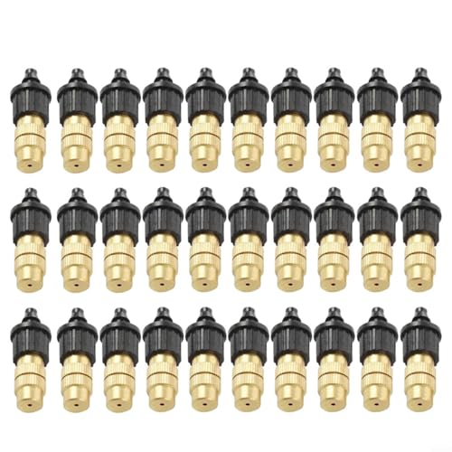 Zeroupshop 30 Stück verstellbare Sprühdüsen-Kits Messing Garten Sprinkler System Sprühköpfe mit Durchflusskontrolle für Außenbewässerung Gewächshaus Kühlung Balkon Bewässerung von zeroupshop