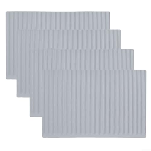 Zeroupshop 4 Stück Küchenthekenmatte Silikon Schubladeneinlage Rutschfester Tischschutz Wasserdicht Schrank Regal Organizer Kühlschrank Matte Set (Grau) von zeroupshop