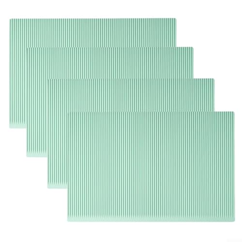 Zeroupshop 4 Stück Küchenthekenmatte Silikon Schubladeneinlage Rutschfester Tischschutz Wasserdicht Schrank Regal Organizer Kühlschrank Matte Set (Grün) von zeroupshop