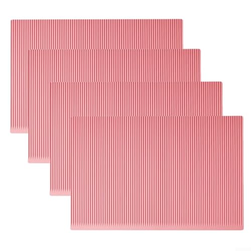 Zeroupshop 4 Stück Küchenthekenmatte Silikon Schubladeneinlage Rutschfester Tischschutz Wasserdicht Schrank Regal Organizer Kühlschrank Matte Set (Hellrot) von zeroupshop