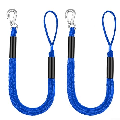 Zeroupshop Bungee-Dockleine, 122 cm, für Kajakboote, Marine-Stretch, mit verbessertem 316 Edelstahl, Schnellverschluss, hochfester Latexkern, 997 kg Zugfestigkeit (blau) von zeroupshop
