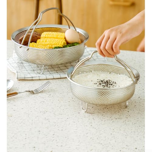Zeroupshop Dampfkorb aus 304 Edelstahl mit dichten Dampflöchern und abnehmbarem Griff, mehrere Größen, stapelbares Design in elektrischem Reiskocher (groß) von zeroupshop
