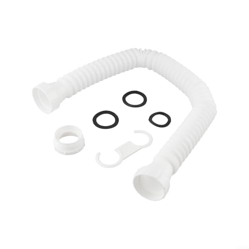Zeroupshop Flexibles Abflussrohr-Set mit verstellbarem 20–80 cm Wellschlauch, P-Falle und Adapter, auslaufsichere Dichtungsringe für Küchenspüle, Badezimmer, Waschtisch von zeroupshop