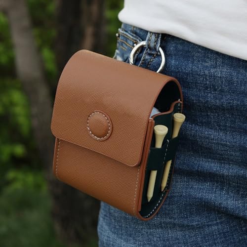 Zeroupshop Golf Entfernungsmesser Aufbewahrungstasche PU Leder Schutzhülle mit Magnetknopf Tragbare Gürtelschlaufe für Golf Tees Bälle Ausrüstung Braun von zeroupshop