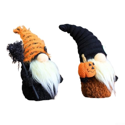 Zeroupshop Halloween Plüsch-Kürbis-Zwerg Puppe Bauernhaus Tisch Mittelstück Herbst Indoor Dekorationen Herbst Party Home Decor Orange Schwarz (1 Set) von zeroupshop