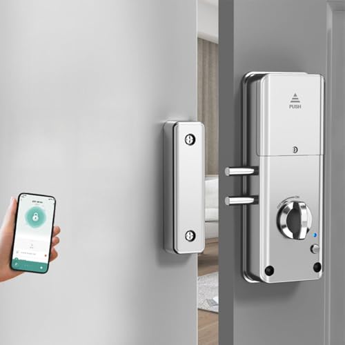 Zeroupshop Intelligentes unsichtbares Türschloss für TTlock, elektronisches Bluetooth-kompatibles digitales Schloss mit App-Steuerungskarten-Zugangssystem für Holztür, Heimsicherheit (Silber) von zeroupshop