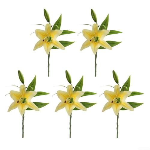 Zeroupshop Künstliche Lilien, Blumenstrauß, realistisch, PU-Latex, Hochzeit, Heimdekoration, langer Stiel, Arrangement, Innen- und Außenbereich, Party, Tischdekoration, Blumendekoration, 38 cm (gelb Zeroupshop Künstliche Lilien, Blumenstrauß, realistisch, PU-Latex, Hochzeit, Heimdekoration, langer Stiel, Arrangement, Innen- und Außenbereich, Party, Tischdekoration, Blumendekoration, 38 cm (gelb von zeroupshop
