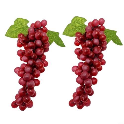 Zeroupshop Künstliche lila Traubenbündel aus Schaumstoff, Obstmodell, hängende Ornamente, Innendekoration, Display Requisiten für Küchentisch, Wand, 2 Stück (rot) von zeroupshop