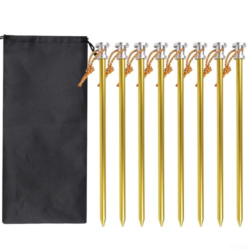 Zeroupshop Robuste Zeltheringe aus Aluminium, 23 cm, mit Seil, Camping-Heringe für Sand, Schlamm, Gras, Wandern, Gelb, 8 Stück Zeroupshop Robuste Zeltheringe aus Aluminium, 23 cm, mit Seil, Camping-Heringe für Sand, Schlamm, Gras, Wandern, Gelb, 8 Stück von zeroupshop