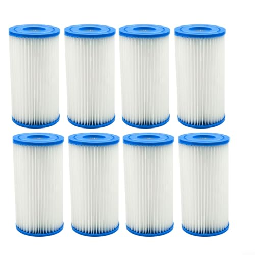 Zeroupshop Schwimmbadpumpen-Filterkartusche Ersatz für Krystal Clear Pumpenmodelle 28603EG 28637EG 28635EG für Intex Typ A oder C Wasserfilter (8 Stück) von zeroupshop